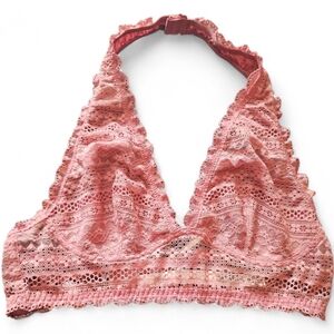 VICTORIA'S SECRET Pink Lace Halter Bralette - Small